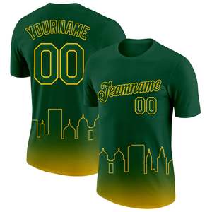Maillot de baseball sublimé, dégradé vert-jaune, nom et numéro de l'équipe, personnalisé, unisexe, adulte, manches courtes, col rond - Product Image 1