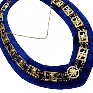 Collier de Maître Maçonnique OES sur Mesure en Tissu Velours de Haute Qualité avec Chaîne et Étoile, Fond Violet, pour Officier Maçonnique - Product Image 4