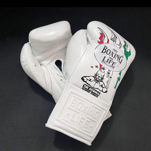 Guantes de Boxeo de Cuero Personalizados OEM, Guantes de Entrenamiento Profesional, Guantes de Sparring con Logotipo Personalizado, Guantes de Boxeo Pitbull Totalmente Blancos con Impresión - Product Image 6