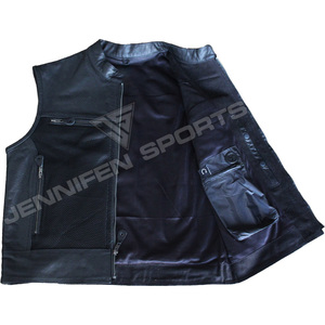 Chaleco de Cuero Perforado Hecho a Mano para Hombre, Estilo Motero, Corte Ajustado, Cuero Genuino de Vaca, Transpirable, para Motociclistas - Product Image 3