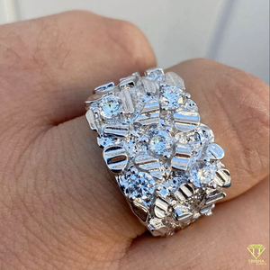 Luxury Moissanite Diamond Cluster <b>Ring</b> 925 Sterling <b>Silver</b> Iced Out Hip Hop Statement <b>Ring</b> For <b>Men</b> - Product Image 1