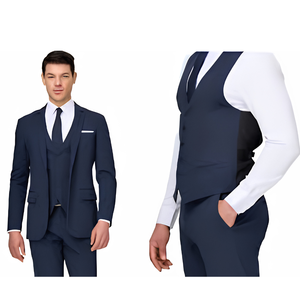 Chaleco de Traje Formal para Hombre, Lana/Poliéster, Resistente a las Arrugas, Estilo Ejecutivo, Corte Entallado, Negro, Azul Marino, Gris, Blanco - Product Image 1