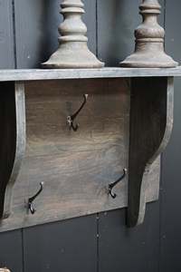Greyed Reclaimed Wood Double <b>Coat</b> <b>Rack</b> Wall Mounted Organizer Handmade Rustic Living Room Hook Storage Farmhouse Interior Decor - Product Image 3