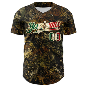OEM Custom Camo Baseball Jersey Full Button 100% Polyester Short Sleeve Breathable Unisex - Product Image 2