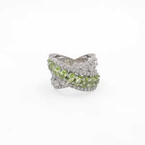 925 Sterling Silver Natural <b>Peridot</b> <b>Ring</b> Rhodium Plated OEM ODM Fine Jewelry - Product Image 2