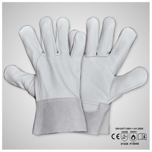 Gants de protection de travail de 14 pouces pour soudage TIG/MIG, en cuir de chèvre et croûte de vache, résistants à la chaleur et à l'abrasion, équipement de protection individuelle (EPI) industriel - Product Image 5