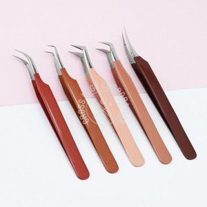 Pince à cils en gros pour extensions, à pointe en fibre, à 90 degrés, pour volume, en acier inoxydable, outil à maintien robuste - Product Image 2