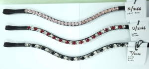 Accessoire de bride anglaise en cuir de luxe avec strass et cristaux Rivoli de 10 mm, personnalisé OEM, pour frontale de cheval, équipement équestre - Product Image 2