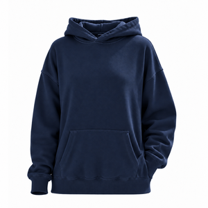<b>Navy</b> Blue Oversized Hoodie <b>Men</b> Unisex Drop Shoulder Pullover Sweatshirt with Kangaroo Pocket Casual <b>Fleece</b> Top - Product Image 1