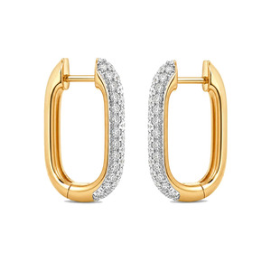 Pendientes de Aro Curvos Dorados con Diamantes - Product Image 1
