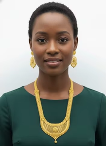 Premium 24K Gold Plated Copper Brass 4-Piece Necklace <b>Set</b> for Women Smooth Polished Elegant Design Wedding Gift Jewelry - Product Image 2