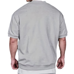 T-shirt à manches courtes en maille gaufrée 260 GSM, coupe oversize et carrée, avec double surpiqûre et épaules tombantes, grammage lourd - Product Image 2