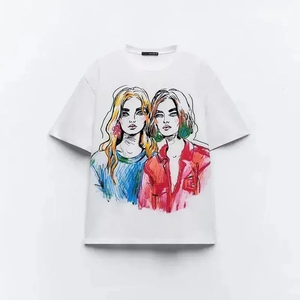 Camiseta Casual de Algodón para Mujer, Manga Corta, Top de Verano, a la Moda, Diseño Personalizado, Proveedor Mayorista - Product Image 4