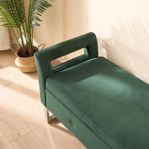 Banco de Almacenamiento de Terciopelo Verde de 67.91 Pulgadas de Ancho con Reposabrazos para Sala de Estar, Entrada o Dormitorio - Product Image 4