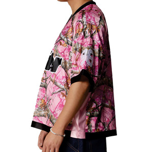 เสื้อเจอร์ซีย์อเมริกันฟุตบอลตาข่ายลายพรางสีชมพูขนาดใหญ่สำหรับผู้ชาย เนื้อผ้าโพลีเอสเตอร์ระบายอากาศได้ดี เสื้อทีมสตรีทแวร์ เสื้อยืดกีฬาแบบยูนิเซ็กซ์ - Product Image 5