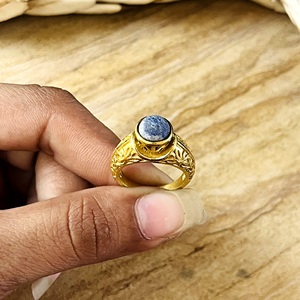 New Arrival Boho Floral <b>Ring</b> Tribal Brass Jewelry Women 18k Gold Plated Vintage Lapis Textured <b>Statement</b> <b>Ring</b> Wholesale/OEM/ODM - Product Image 2