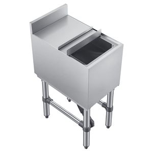 Contenitore per Ghiaccio Commerciale in Acciaio Inox da 29,6 Qt con Coperchio Scorrevole, 12 X 19 X 33 Pollici, Capacità Massima, Vasca per Bevande con Portabottiglie - Product Image 1