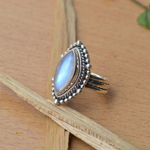 Bague en pierre de lune naturelle, argent sterling 925, bijoux en pierres précieuses, cadeau de mariage, anniversaire, pour elle - Product Image 1