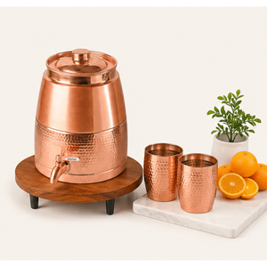 Distributeur d'eau en cuivre pur en gros avec robinet en laiton anti-fuite, réservoir de stockage d'eau en cuivre martelé fait main, articles de boisson pour bureau - Product Image 4
