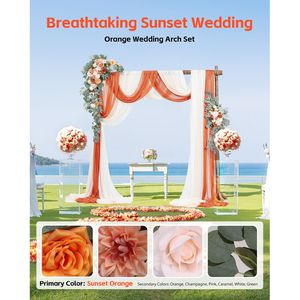 Kit de Flores Artificiales para Arco de Boda Naranja (Paquete de 5) Incluye 2 Cortinas y 3 Adornos para Decoración de Bodas - Product Image 6