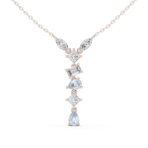 Pendentif en or jaune 14 carats avec émeraude marquise, princesse et diamant poire de laboratoire pour femme |   Vêtements de mariage |   Nouveau diamant cultivé - Product Image 2