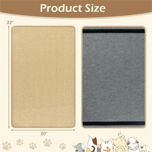 Confezione da 2 Tappetini Tiragraffi per Gatti in Sisal Naturale 32"x20", Tappetini Multifunzionali per Riposo e Gioco per Case con Più Gatti - Product Image 6