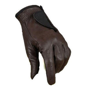 Genuine <b>Leather</b> Golf <b>Gloves</b> Unisex Pull On Non Slip Sports <b>Glove</b> <b>Brown</b> Full Finger - Product Image 2
