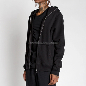 Sudadera con capucha personalizada para hombre con cremallera completa 100% algodón de alta calidad French Terry Blank Drop Shoulder puff estampado Sudadera con capucha para hombre - Product Image 2