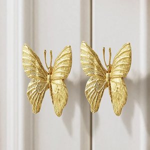Butterfly <b>Gold</b> Brass Knobs & <b>Pulls</b> Decorative Dresser & <b>Drawer</b> Handles Kitchen Cabinet & Furniture Hardware Wardrobe Metal Knobs - Product Image 3