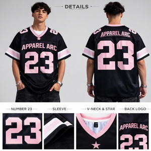 เสื้อเจอร์ซีย์ทีมสีดำชมพูแบบยูนิเซ็กซ์ ไซส์ 23 ทรงโอเวอร์ไซส์ ผ้าตาข่าย สไตล์สตรีท สปอร์ต รับผลิตแบรนด์ส่วนตัว สั่งซื้อจำนวนมากจากสหรัฐอเมริกา - Product Image 2
