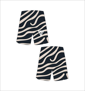 Pantalones Cortos de Baloncesto Personalizados para Hombre, Sublimados, de Malla, Secado Rápido, para Entrenamiento, Gimnasio, Fitness, Deporte, Negros, Beige, con Rayas Abstractas Onduladas - Product Image 1