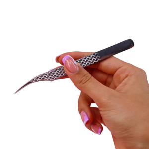 High Quality Stainless Steel Lash <b>Extension</b> Tweezers Diamond Grip Handle High Closure Fiber <b>Tip</b> Tweezers For Eyelash - Product Image 1