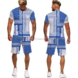 T-shirt manches courtes Style Hip-Hop pour homme et femme, ensemble 2 pièces, Vintage, imprimé africain, décontracté, survêtement, été, 2020 - Product Image 3