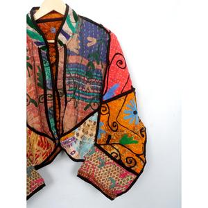Indian 100% Cotton Hand Block Print <b>Kantha</b> <b>Jackets</b> Patch Work Pure Cotton Women Winter <b>Jackets</b> - Product Image 3