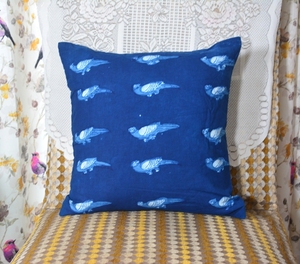 Housse de coussin en coton imprimé au bloc indigo, faite à la main, décorative - Product Image 1