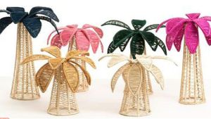 Modern Creative Tropical Rattan Candle Holder Palm <b>Tree</b> Design Handmade Wicker Home Decor for Dining <b>Table</b> and Parties - Product Image 4