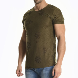 Camiseta Personalizada para Hombre, Estilo Desgastado, Estilo Urbano, Algodón, Ropa Casual, Fabricante OEM - Product Image 4