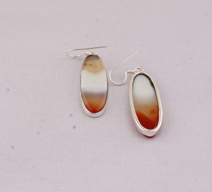 925 <b>Sterling</b> <b>Silver</b> Red and White Banded Agate <b>Earrings</b> Natural Gemstone Long Oval <b>Dangle</b> <b>Earrings</b> Handmade Jewelry Wholesaler - Product Image 5
