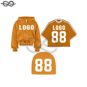 Sudaderas con capucha premium de peso pesado con cremallera y gorras de estilo urbano, camisetas holgadas de moda, chándales de algodón suave con estampado de pedrería lavado. - Product Image 2