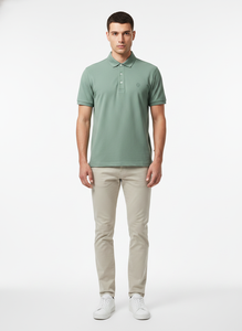เสื้อยืดคอกลมสีฟ้าอ่อนพรีเมียมสำหรับผู้ชาย ทรงโอเวอร์ไซส์ ผ้าฝ้าย 100% ป้องกันการเป็นขุย แขนสั้น น้ำหนัก 320 กรัม โลโก้ด้านหน้า - Product Image 5