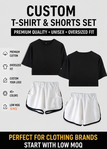 Ensemble T-shirt et short surdimensionnés personnalisés – Survêtement d'été en coton |   Marque privée |   Faible MOQ pour les marques de vêtements (hommes, femmes, enfants) - Product Image 2