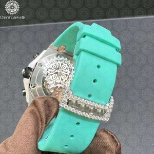Reloj de Lujo para Hombre Charm Jewells, Caja de Acero Inoxidable, Bisel con Diamantes, Movimiento Mecánico, Esfera de 43 mm, Correa de Silicona, 10 Bar - Product Image 4