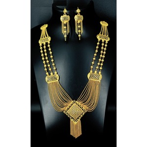 Collier avec boucles d'oreilles Parure de bijoux Plaqué or en laiton pur Parure de bijoux haute qualité pour les Émirats Arabes Unis Dubaï Collier turc Design Collier - Product Image 2