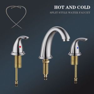 Modern 2-Handle Widespread Bathroom Faucet Brushed Nickel Waterfall Vanity Faucet with 3-Hole Sink Pop Style - Product Image 2