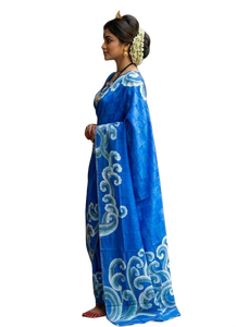 Sari Tradizionale in Pura Seta di Bishnupuri Stampata per Donne, India, Pakistan, Bangladesh - Product Image 3