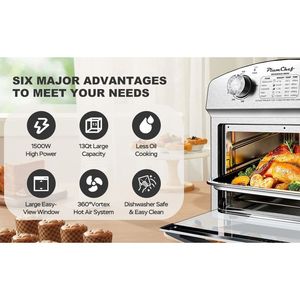 Horno Tostador de Convección 7 en 1 de 12.5 Cuartos y 1500W de Acero Inoxidable con 5 Menús Preestablecidos: Asar, Hornear, Grill, Broiler, Tostar - Horno de Encimera - Product Image 4
