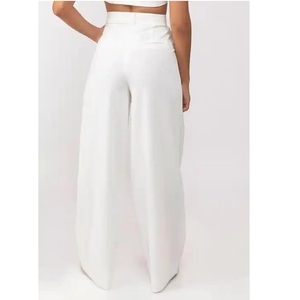 Pantalones Acampanados de Primavera para Mujer, de Algodón Sostenible, Antiarrugas, Holgados, de Pierna Ancha, con Bolsillos Traseros Amplios, Cierre de Cremallera, Cintura Alta, ODM - Product Image 4