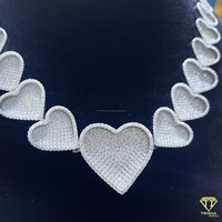 Collar de tenis de corazón premium con incrustaciones de moissanita VVS y plata de ley 925 para mujer