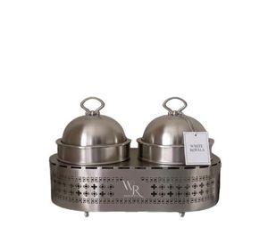 Élégant ensemble de service alimentaire arabe Majlis, collection haut de gamme de casseroles et de tagines en métal durable pour buffet, avec support chauffe-plats - Product Image 3