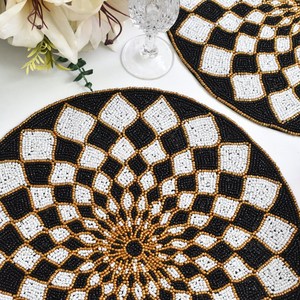 Luxury <b>Beaded</b> Embroidery <b>Placemat</b> with Intricate Handwork for Dining Table Decoration Wedding Dinner and Events - Product Image 4